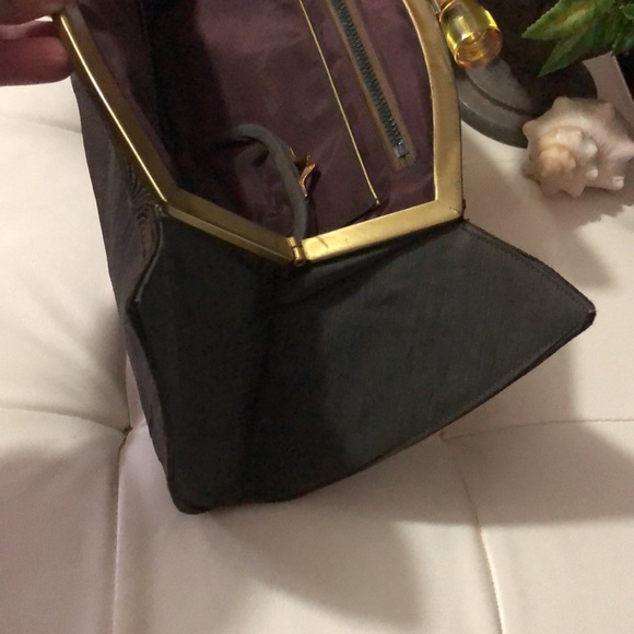 Vintage 1940’s Weeda Corde Winged Clutch-Brown Grosgrain Fabric-14x6.5-EUC - Picture 15 of 17